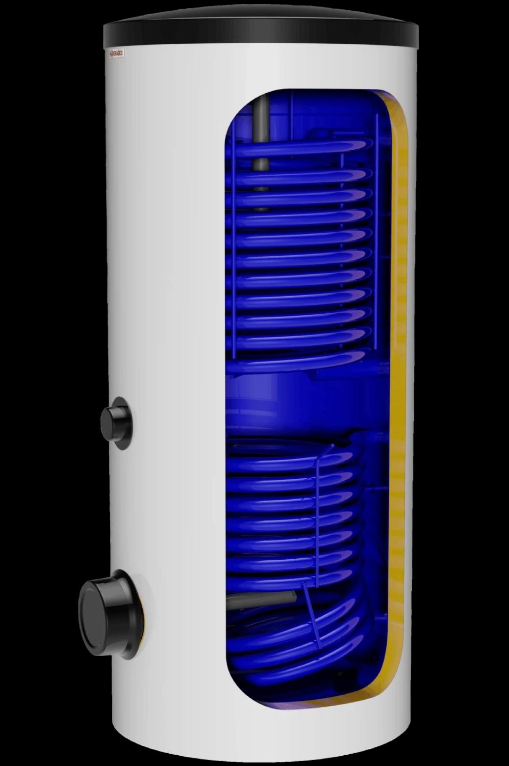 Водонагрівач для сонячних систем та теплових насосів з двома вмонтованими теплообмінниками